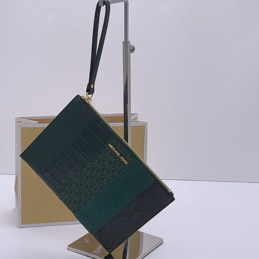 Michael Kors JST XL Zip Clutch Wristlet - Racing Green Multi - Picture 13 of 15